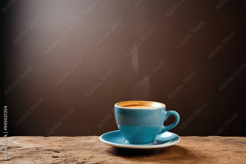 Bold Espresso Shot on Empty Backdrop with Coffee Cup and Saucer Bold Espresso Shot on Empty Backdrop with Coffee Cup and Saucer