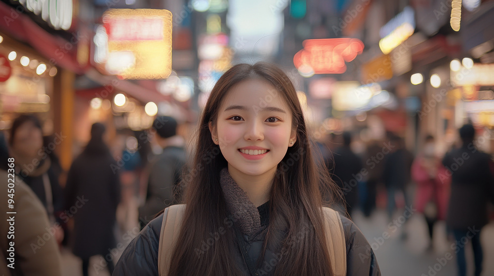 Korean girl exploring the artistic streets of Le Marais, with its eclectic mix of old-world Korean girl exploring the artistic streets of Le Marais, with its eclectic mix of old-world