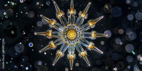 A microscopic organism with a star-shaped structure. AI. photo