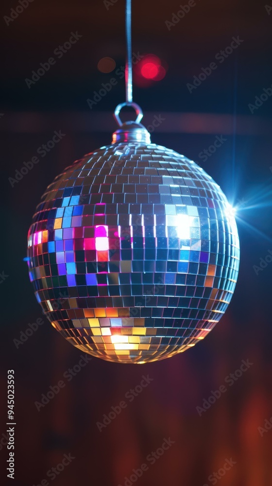 Obraz premium A disco ball hanging from the ceiling. AI.