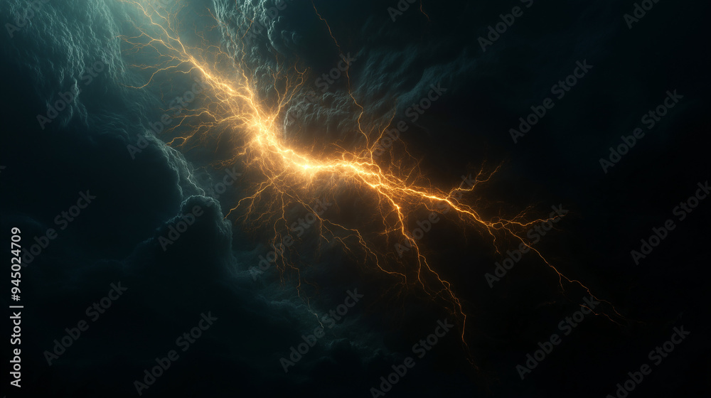 Flash of lightning on dark background