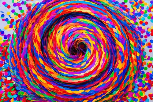 Vibrant Spiraling Confetti on a Clear Background for Celebrations and Parties