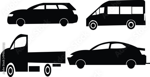 Printvehicle, silhouettes, car, black, van, illustration, vector, auto, automobile, outline, silhouette, transportation, truck, sedan, sport, isolated, hatchback, icon, flat, cut out, graphic, no peop photo