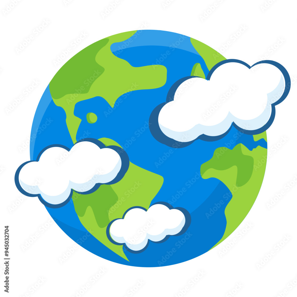 Earth with Cloud Flat Vector Illustration Earth with Cloud Flat Vector Illustration