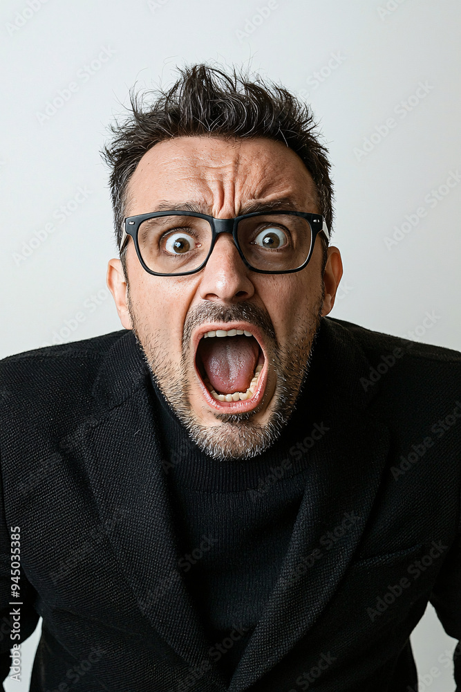 The man screaming and yelling portrait photo