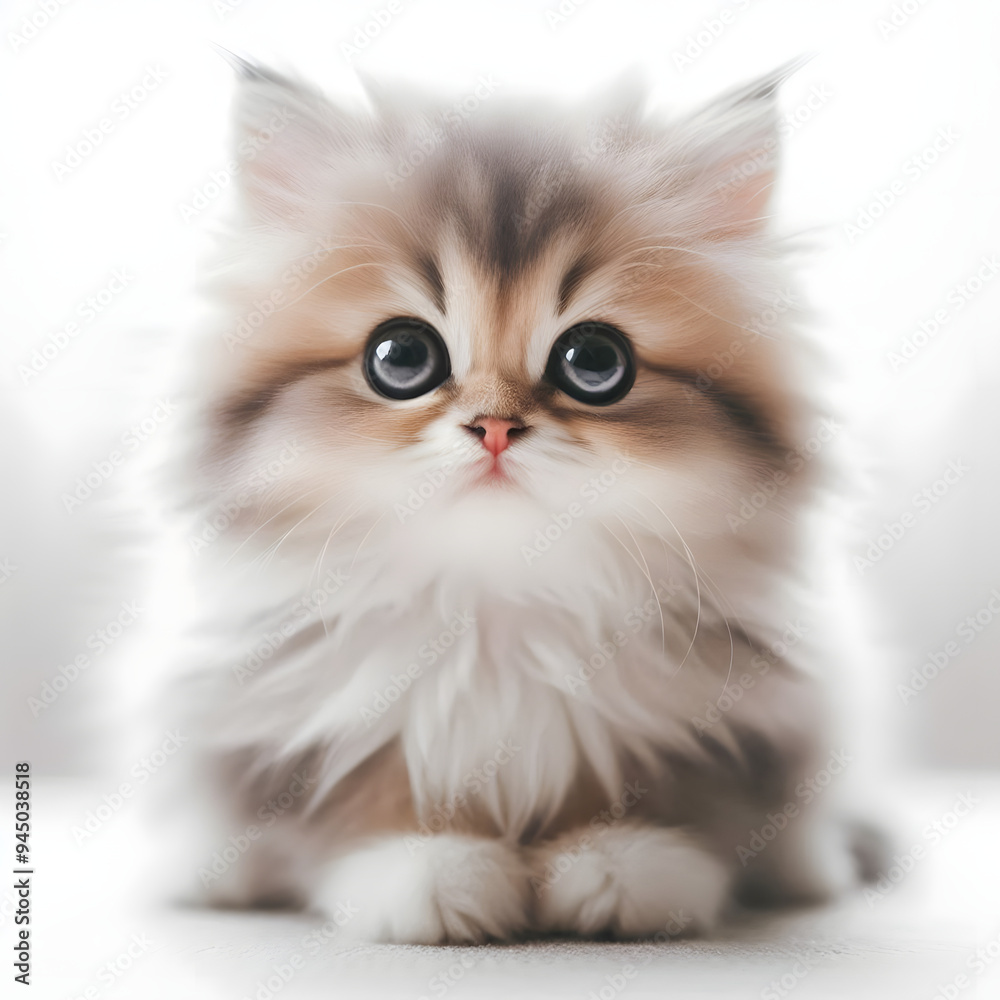 a baby cute kitten has a nice soft fur sitting in the room and looking at you a baby cute kitten has a nice soft fur sitting in the room and looking at you
