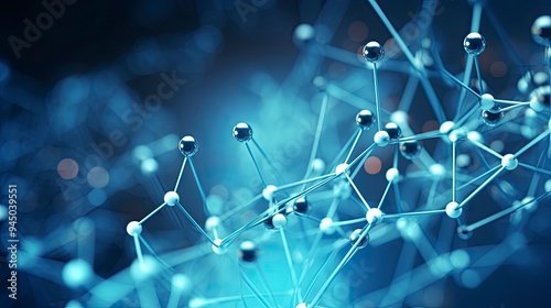 Structure molecule and communication. Dna, atom, neurons. Scientific concept for your design. Connected lines with dots. Medical, technology, chemistry, science background. Vector illustration.