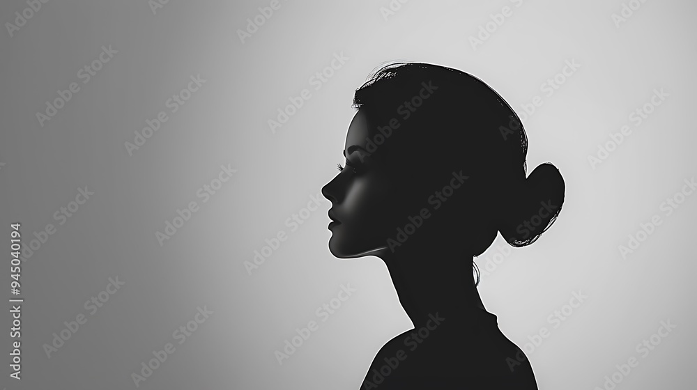 A minimalist portrait of a lady in profile, featuring clean lines and a monochromatic palette, with her sharp features elegantly defined against a plain background. 8k UHD, suitable for high-quality A minimalist portrait of a lady in profile, featuring clean lines and a monochromatic palette, with her sharp features elegantly defined against a plain background. 8k UHD, suitable for high-quality