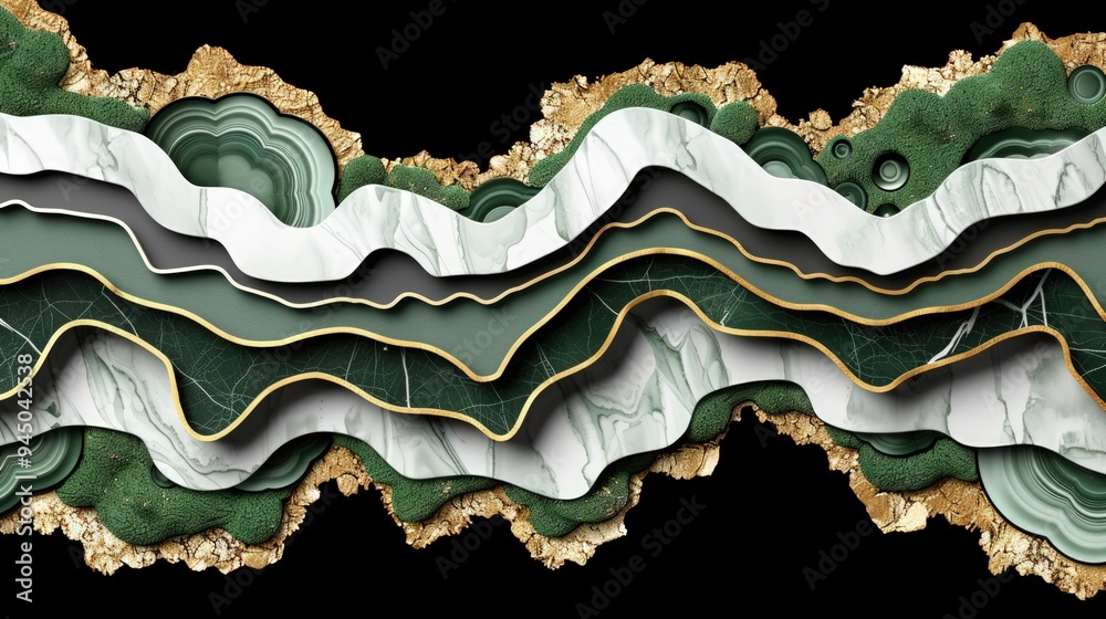 Abstract Green and Gold Marble Design Abstract Green and Gold Marble Design