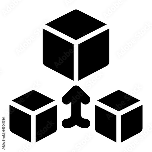 consolidation, integration, merging, product, supply chain solid or glyph icon