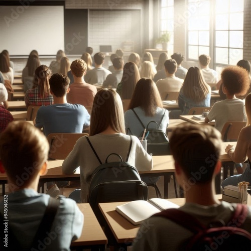 Students from Behind, Attentive in Classroom