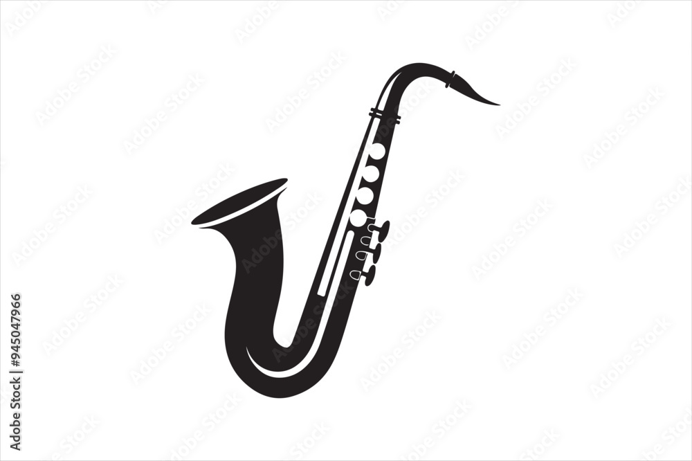 Saxophone silhouette vector art illustration