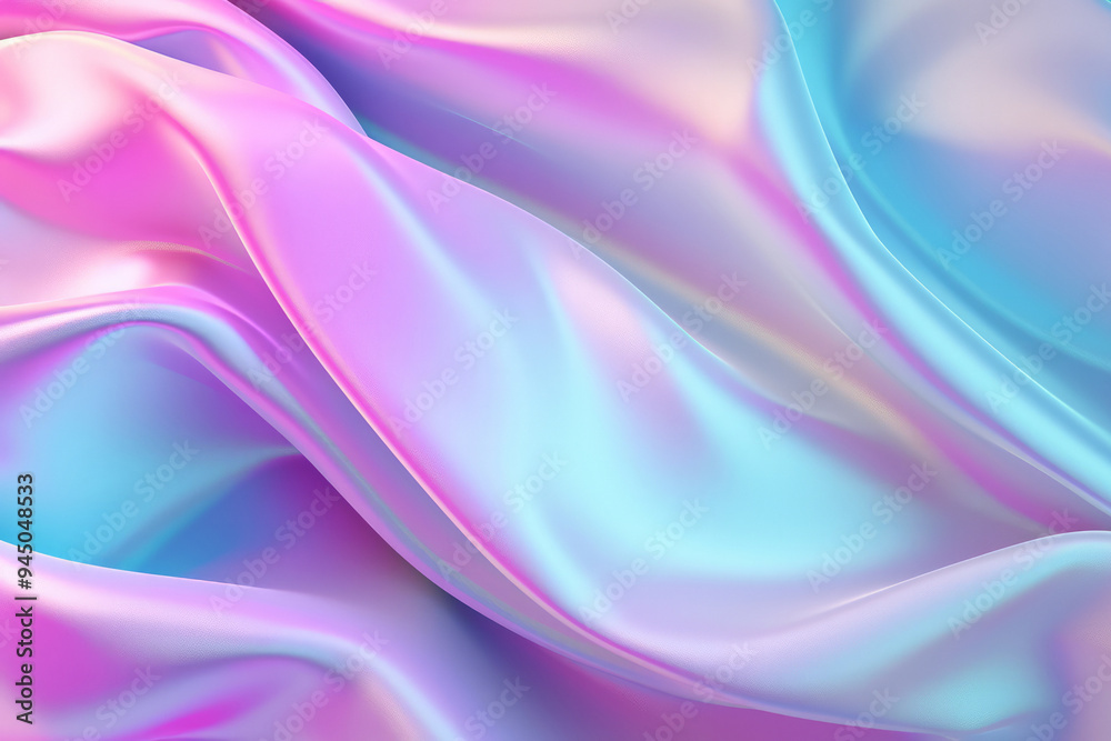 Fototapeta premium Processed collage of Iridescent fabric trendy cloth holographic texture. Background for banner