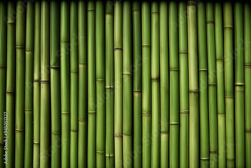 Processed collage of green bamboo fence surface texture. Background for banner, backdrop