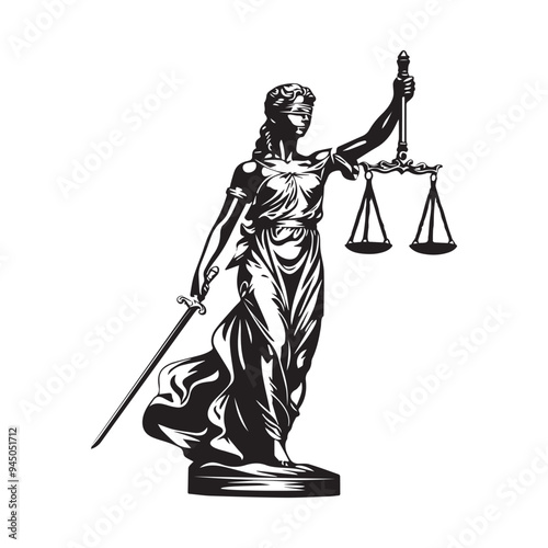 Themis Logo Images vector. The goddess of justice Themis symbol, logo. Vector illustration. Stock Vector