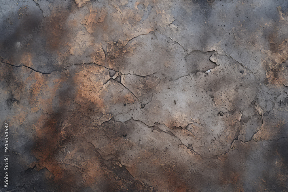 Fototapeta premium Processed collage of old rusty metal sheet texture in daylight. Background for banner