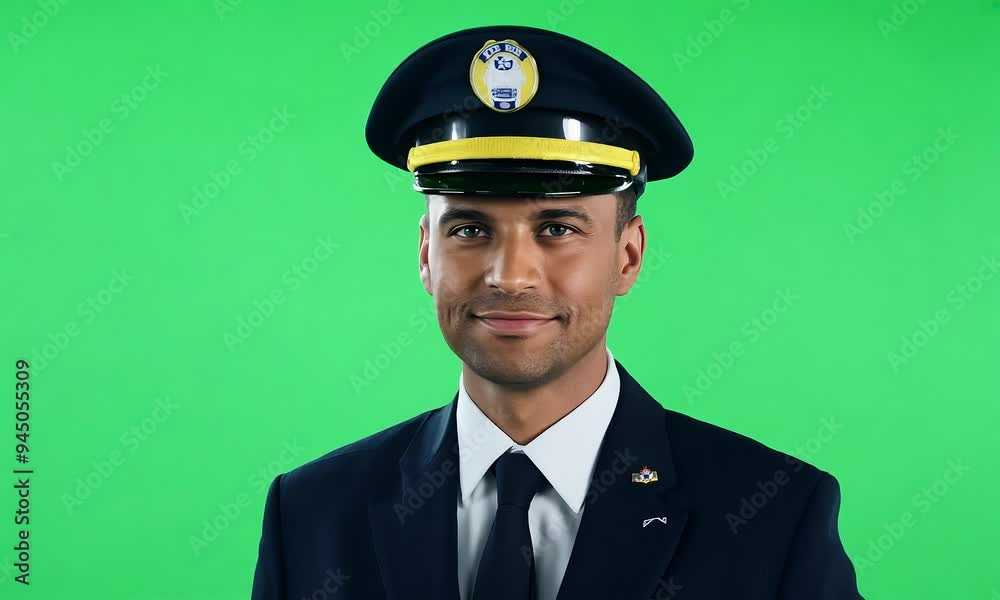Smiling Professional in Uniform on Green Screen Smiling Professional in Uniform on Green Screen