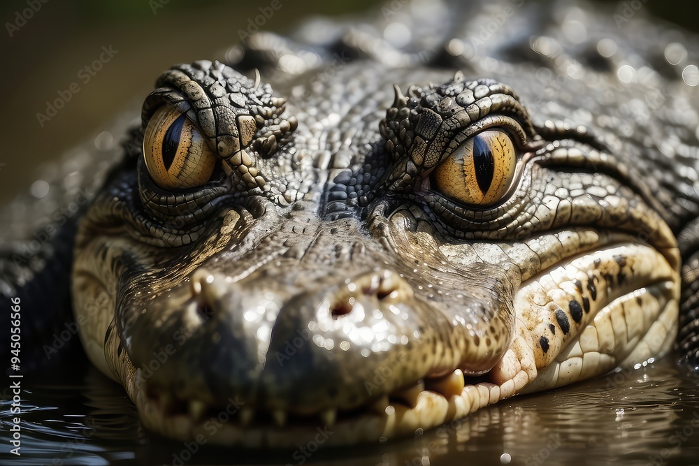 Fototapeta premium close up of a crocodile face,close up of an eye of a lizard
