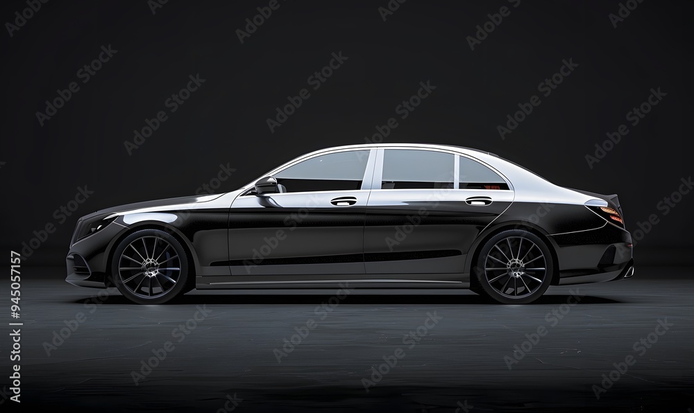 Gray modern car on black background. Gray modern car on black background.