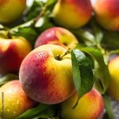 Peach fruit. Sweet food background