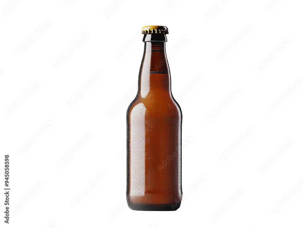 Cold beer bottle with condensation transparent background Cold beer bottle with condensation transparent background