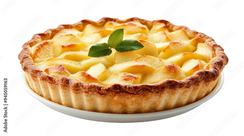 Delicious Homemade Apple Pie with Golden Crust and Fresh Mint Delicious Homemade Apple Pie with Golden Crust and Fresh Mint