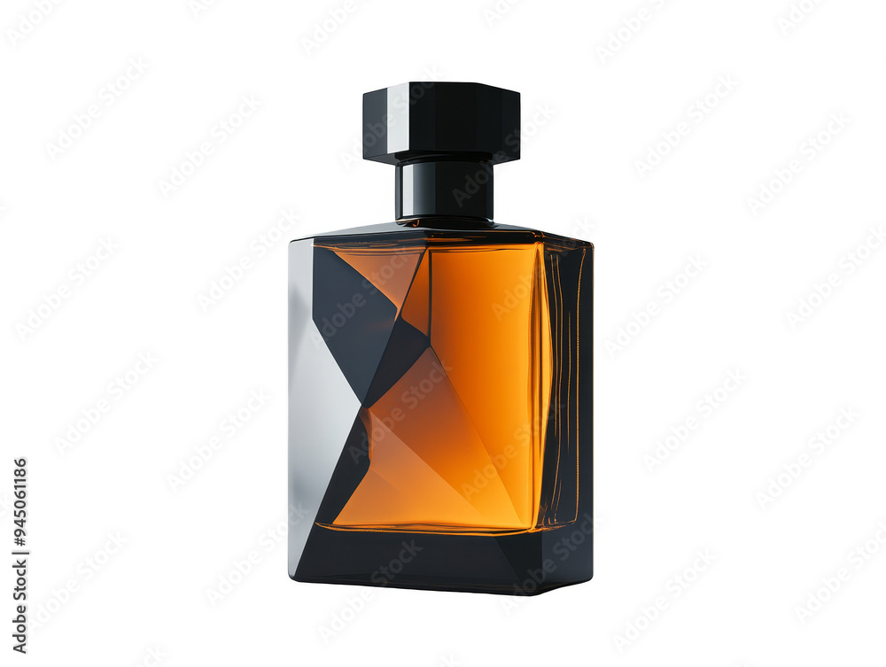 Elegant Glass Perfume Bottle with Black Cap Elegant Glass Perfume Bottle with Black Cap
