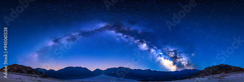 Milky Way galaxy over desert landscape photo