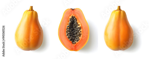 Simple papaya fruit tropical isolated on white background photo