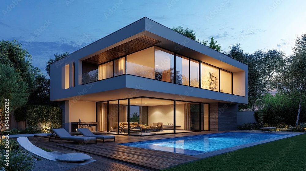 Modern House with Swimming Pool and Garden Modern House with Swimming Pool and Garden