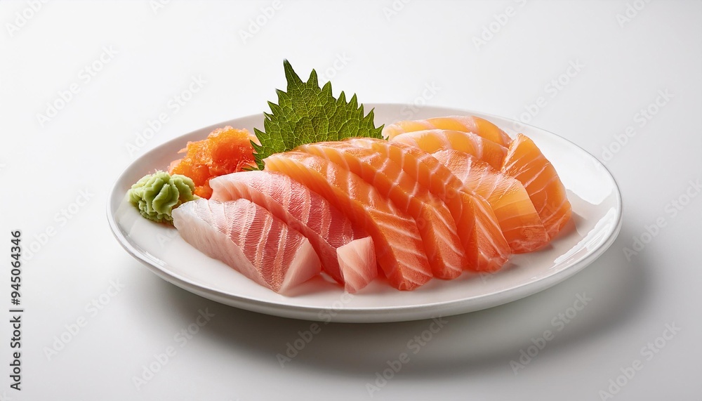 Sashimi on white plate with white background isolated Sashimi on white plate with white background isolated