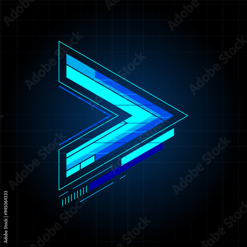 Blue arrow abstract geometric futuristic hud technology vector design.