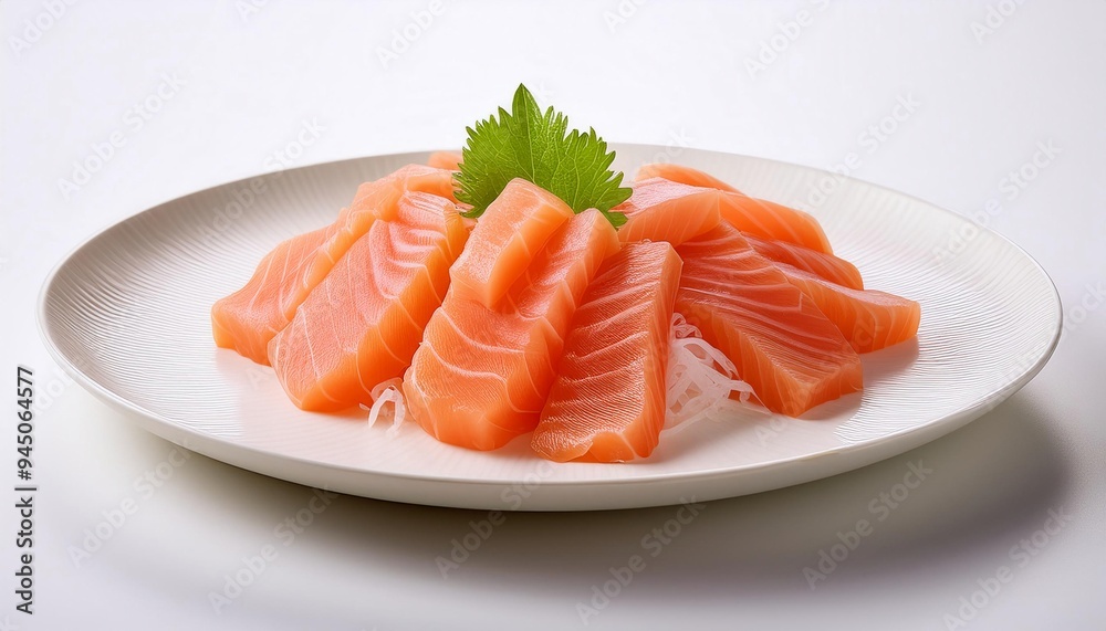 Sashimi on white plate with white background isolated Sashimi on white plate with white background isolated