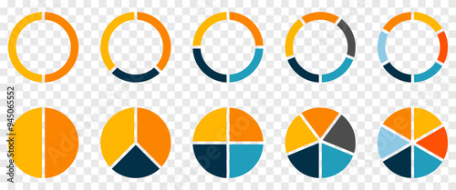 Set of pie chart icons