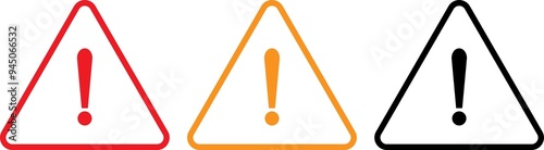 Set of warning triangle icons photo