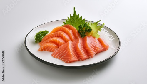 Sashimi on white plate with white background isolated