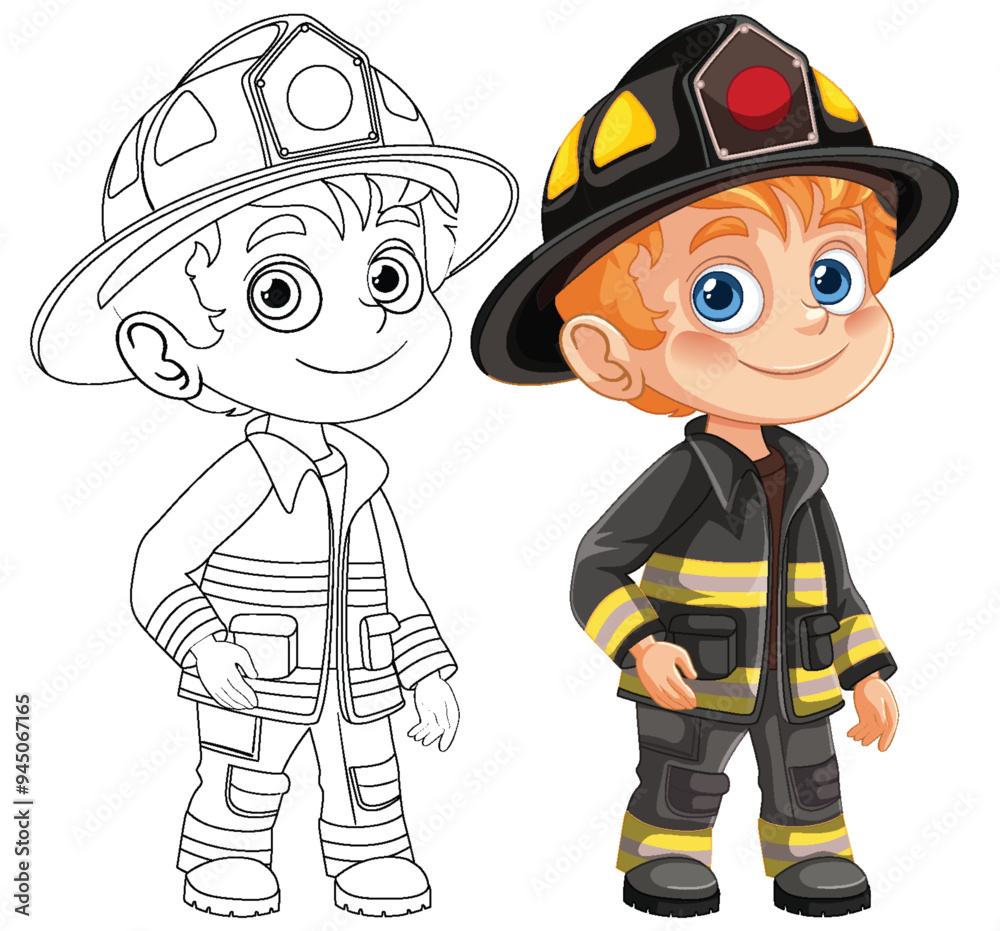 Young Firefighter in Uniform Young Firefighter in Uniform