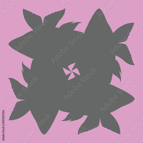 ceramic vector design with dark colored decorative fish motifs on a pink background