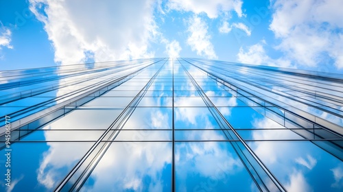 Wallpaper Mural Striking image of a contemporary glass high rise building reflecting the clear blue sky providing ample copy space for branding or design elements Torontodigital.ca