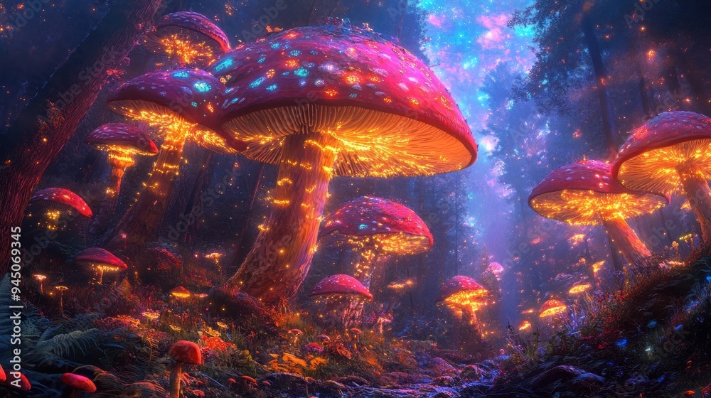 Enchanted Forest of Glowing Mushrooms Enchanted Forest of Glowing Mushrooms