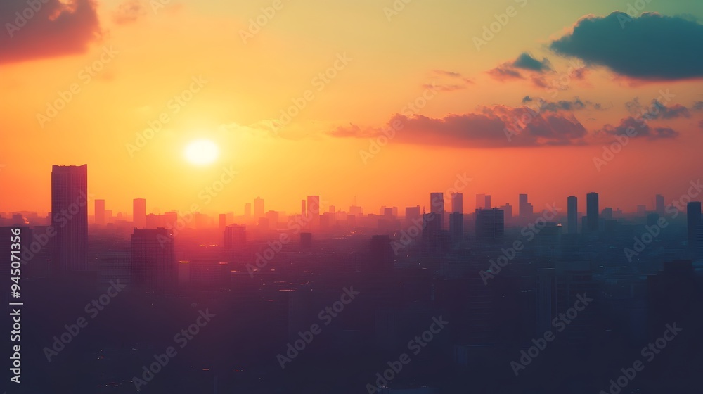 Captivating image of an urban skyline at sunset with towering skyscrapers and a vibrant colorful sky providing a stunning backdrop The cityscape offers a sense of scale and grandeur Captivating image of an urban skyline at sunset with towering skyscrapers and a vibrant colorful sky providing a stunning backdrop The cityscape offers a sense of scale and grandeur