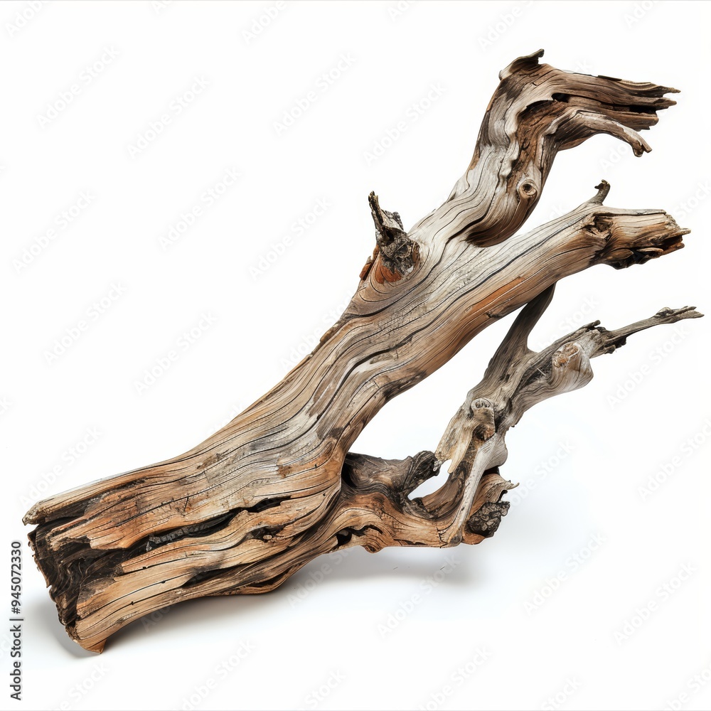 A weathered and gnarled tree branch with a rough texture and a natural, rustic look. A weathered and gnarled tree branch with a rough texture and a natural, rustic look.