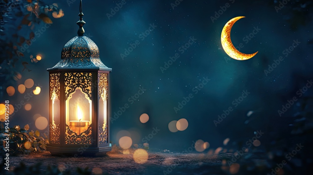 Ramadan Lantern and Crescent Moon Ramadan Lantern and Crescent Moon