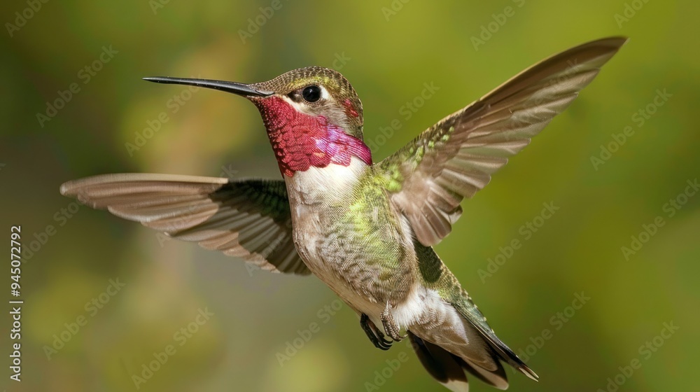 Fototapeta premium Hummingbirds are small birds that are important honey-related animals. It is a very small and colorful bird, whose main food is honey and flower juice.