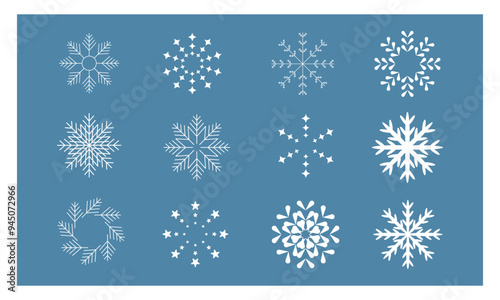 雪の結晶のイラストセット
