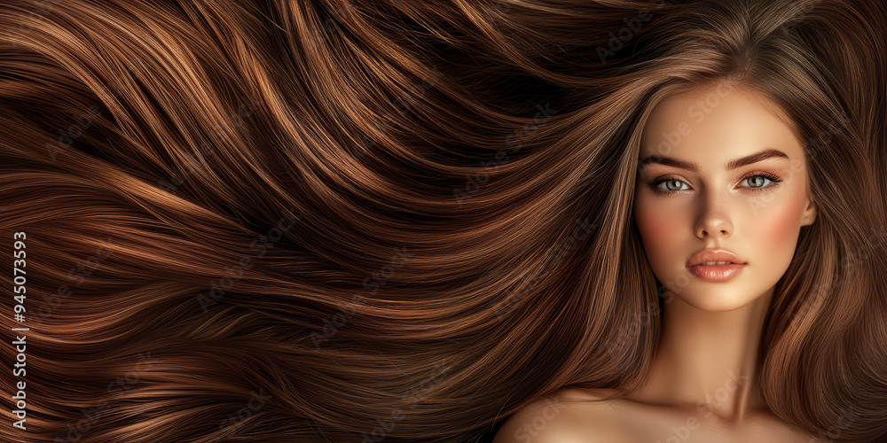 Beautiful woman with long, straight, and shiny hair Beautiful woman with long, straight, and shiny hair