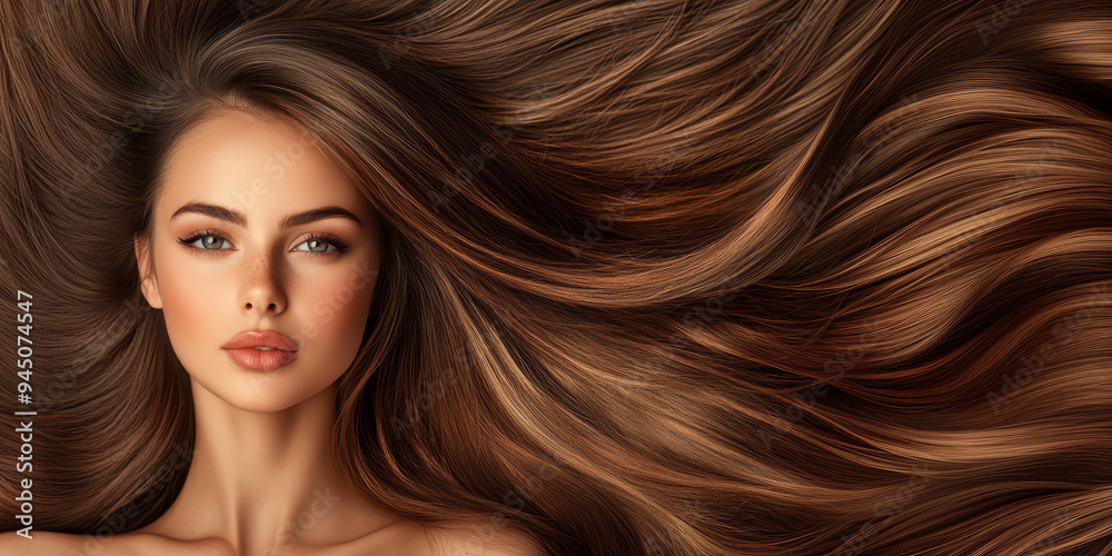 Beautiful woman with long, straight, and shiny hair Beautiful woman with long, straight, and shiny hair