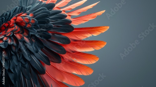 Feathered Wings Against a Grey Background