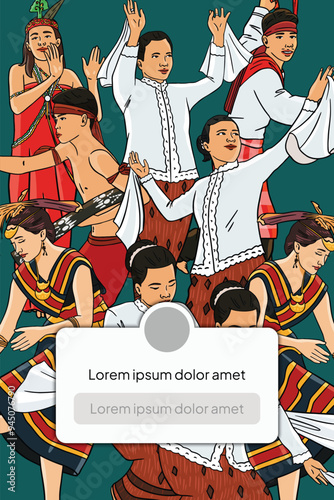 Indonesian Maluku culture and Landmark illustration layout template design