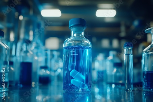 Scientific vials and equipment in a high tech lab symbolizing advanced research innovation and the pursuit of knowledge in a modern scientific setting